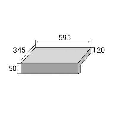 Бортовая Г-образная плитка Aquaviva Montagna Light Gray, 595x345x50(20) мм