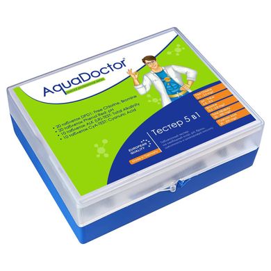 Тестер для бассейна AquaDoctor 5в1 таблеточный pH,CL,Cy,Alk (20 тестов)