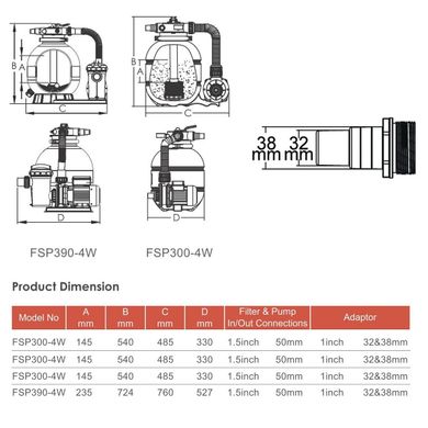 Фильтрационная установка для бассейна Emaux FSP300-ST33 (4 м3/ч, D300)