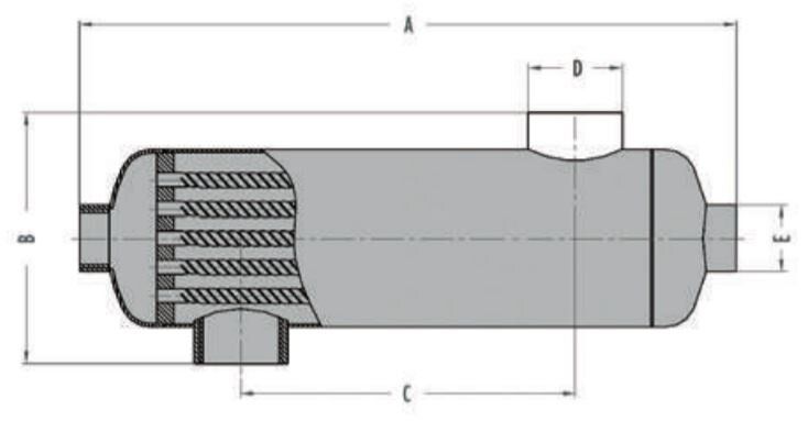 Теплообменник для бассейна Secespol 73 кВт B250.FF трубчатый