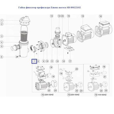 Гайка фиксатор префильтра Emaux насоса SD 89022102