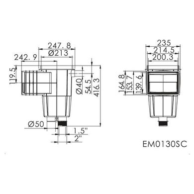 Скиммер для бассейна Emaux EM0130-SC Standart (под бетон) квадратная крышка
