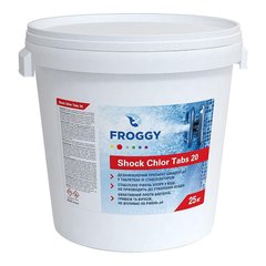 Быстрорастворимый хлор для бассейна в таблетках по 20 г Froggy "Shock Chlor Tabs 20" 25 кг (шок-хлор)