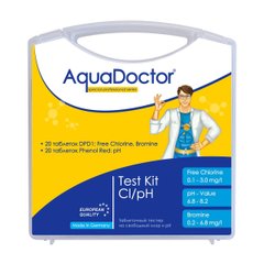 Тестер для бассейна AquaDoctor mini таблеточный pH и Cl (20 тестов)