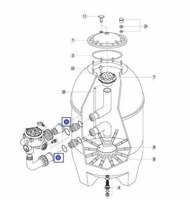 Комплект з'єднань 6-ти поз. вентиля1 1/2" R060 EC.A/ RFD0130.00R