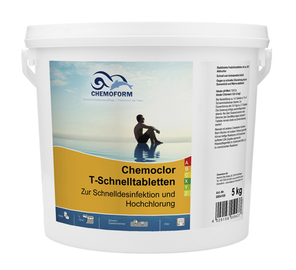 Быстрый хлор для бассейна в таблетках по 20 г Chemoform "Кемохлор Т", 5 кг